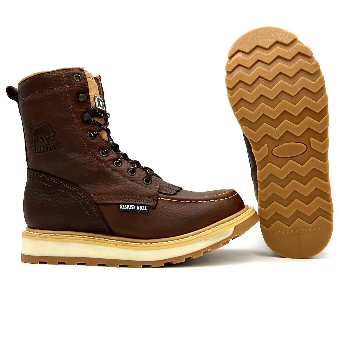 Silver Bull Moc Toe Work Boots 6 and 8 Inch Full Grain Leather Goodyear Welt Dual Density Sole