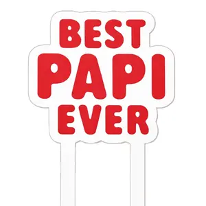 Best Papi Ever Cake Topper – Red and White or Blue and White Birthday Party Decoration | Dad Celebration Decor
