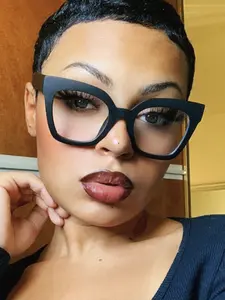 Retro Cat Eye Flat Glasses, Flat Lenses, Vintage Style, PC Frame Material, Anti-Blue Light Eyewear, Fashionable Versatile Daily Wear, Office School Accessory