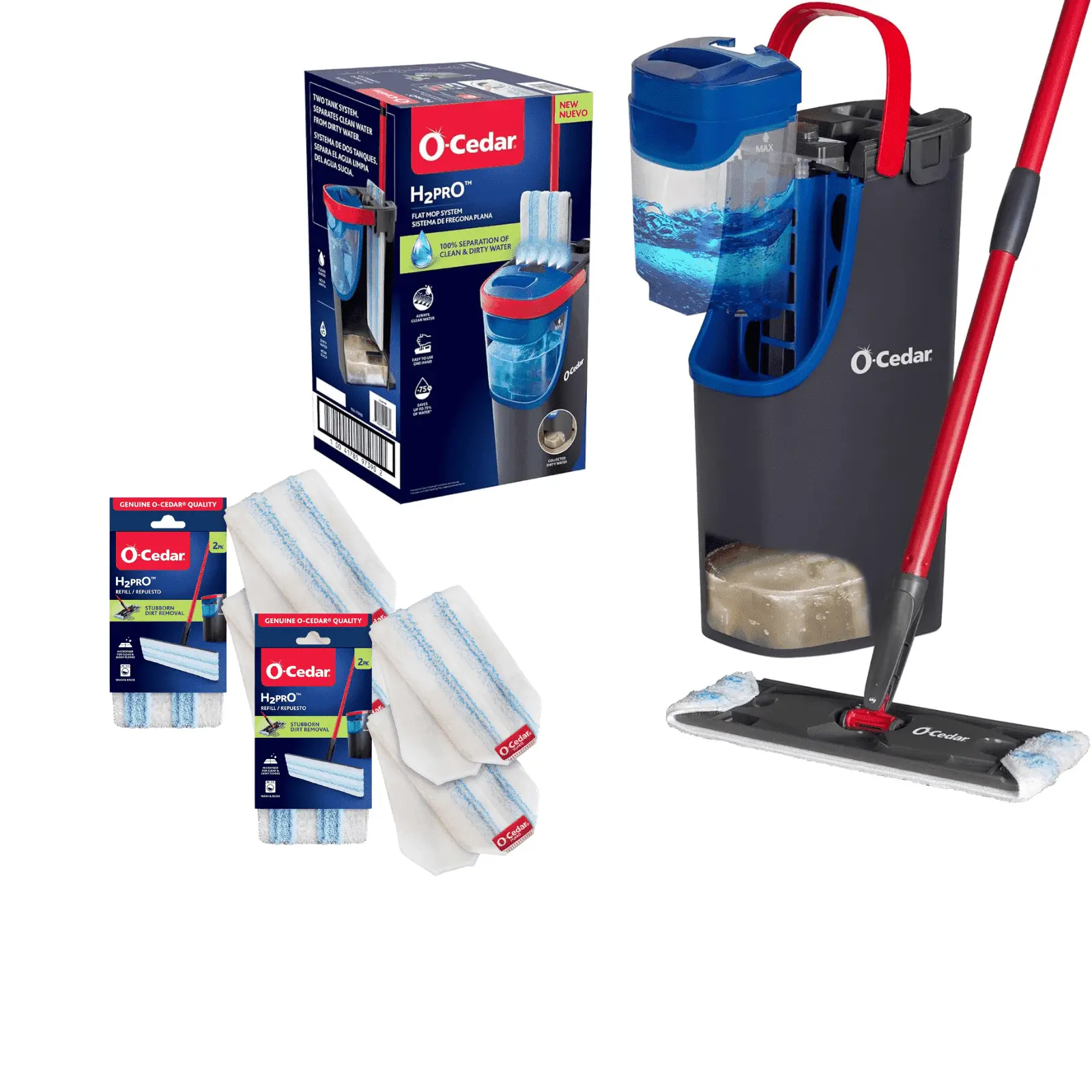 O-Cedar H2pr0 Mop System with 4 Mop Head Refills (Variety Pack)