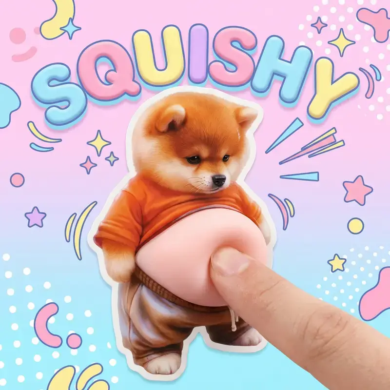 6Pcs Cute Lightweight Silicone 3D Dog  Belly Mochi Squishy Stickers - Slime & Squishy Fidget Toys for Stress Relief, Sensory Crafting Supplies, Holiday Decoration Gifts for Kids, Puffy Car/Wall Buffers