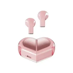 2026 NEW Wireless Earbuds Stereo Earphone Rotatable Love Heart Shaped Charging Case Low Latency Headphones For sleep Phone Tablet comfortable wear sensory bass bluetooth-compatible earphone