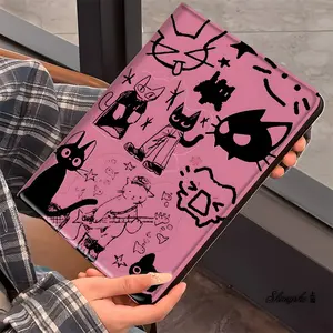 Pink Graffiti Cat Y2K iPad Case，Protective Cover iPad Book-Style Case for iPad Pro 2022 2021 2020 2019, Full Protection and Pen Slot for Office and School Use, Perfect Gift for Family and Friends
