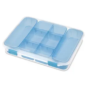 Sterilite Divided Organiser Boxes with Divided Compartments, Plastic Storage Bins for Large Home Appliance Parts & Accessories Household Storage