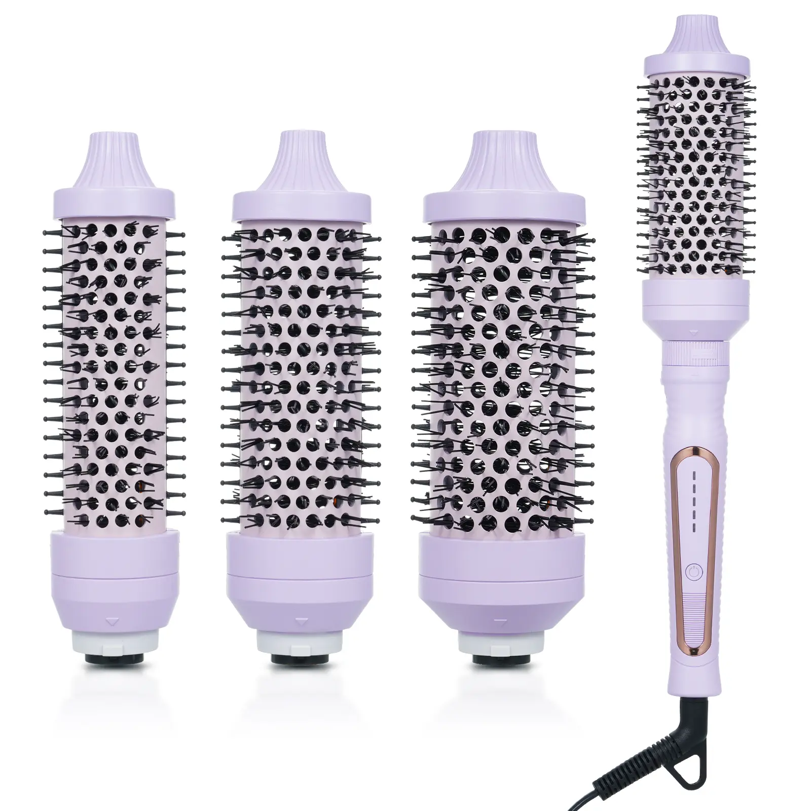 Round Brush Set with 3 Detachable Barrels, Hair Styling Tool for Curl Styling, Volume, and Frizz Control, Attach Brushes
