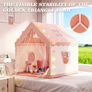 Elegant Tent, Minimalist Solid Color Design, Features Roof Window & Side Bow Accents, Ideal for Stylish Play Areas, Play Tent House