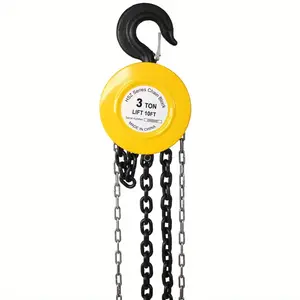 Chain hoist 4400lbs 2T capacity 10ft wIth 2 heavy duty hooks, Manual chain hoist steel construction, Yellow-2024