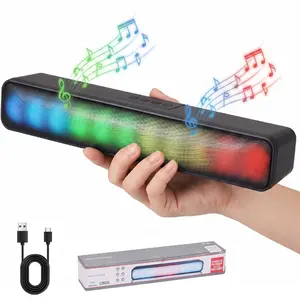 Bluetooth Wireless TV Sound bar Speaker 3D PC Gaming Home Theater With RGB Lights Bluetooth connection, USB drive, TF card, AUX mode, TWS pairing, FM mode Rechargeable Soundbar