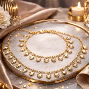 Set Corazones Luxe Oro Laminado – Cadena y Pulsera Elegante