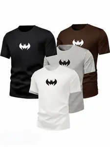 Dark Style Bat Logo Print T-Shirt for Fitness, Running, Training, Home Wear, Summer Streetwear, Casual Loose Fit, Breathable Fabric