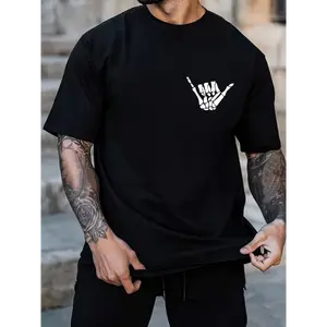 COD Men's T-shirt, Rock Print T-shirt, Casual Short-sleeved Round Neck T-shirt, Suitable For Summer, Spring And Autumn, Men's Graphic T-shirt, Gift Top  Streetwear Crewneck