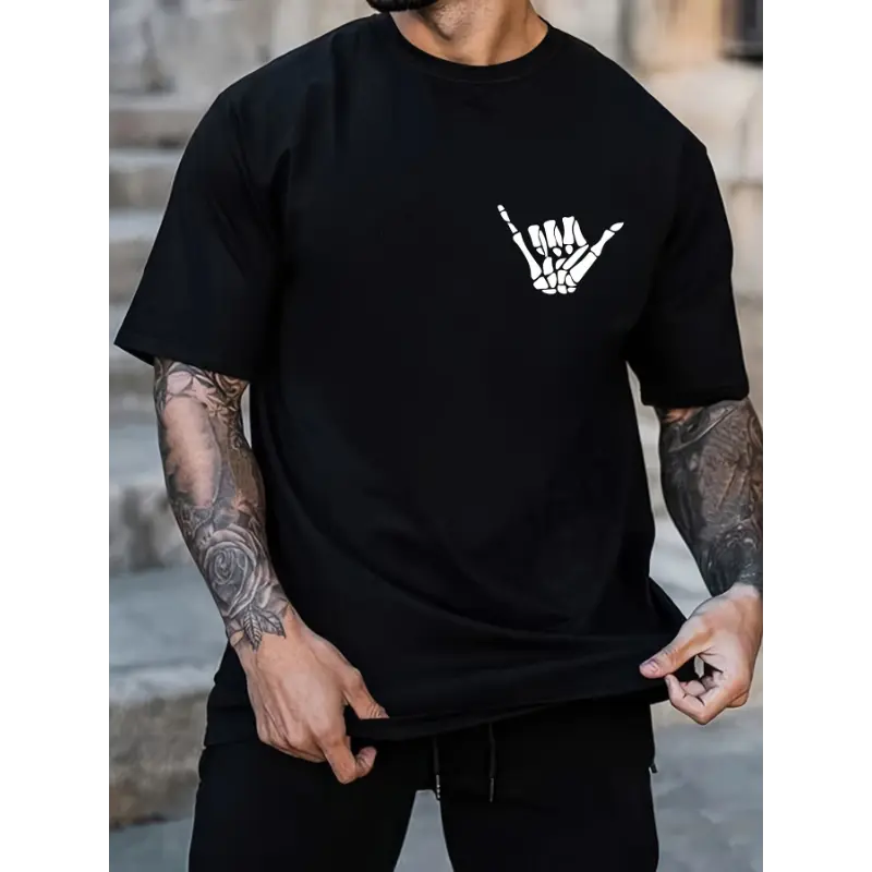 Men's 100% Cotton Short-Sleeve Round Neck T-Shirt - 180g Sweat-Wicking Fabric, Rock & Tropical Graphics, True Size, Customizable, Spring Summer Casual Top, 3XL Available, COD Eligible, Gift Option
