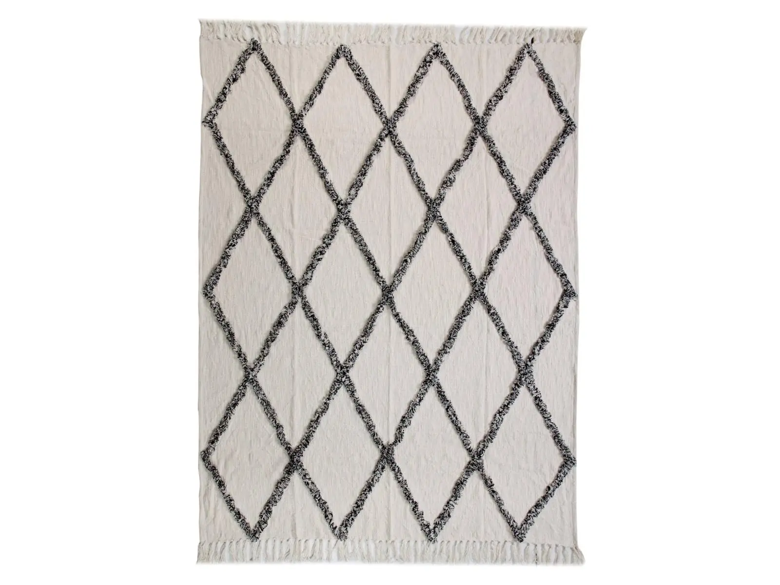 212 MAIN Geometric Print Cream Woven Cotton Throw Blanket, 0.2x50x60 in, Contemporary Look, Modern Vibe, Soft Touch, Cotton Fiber