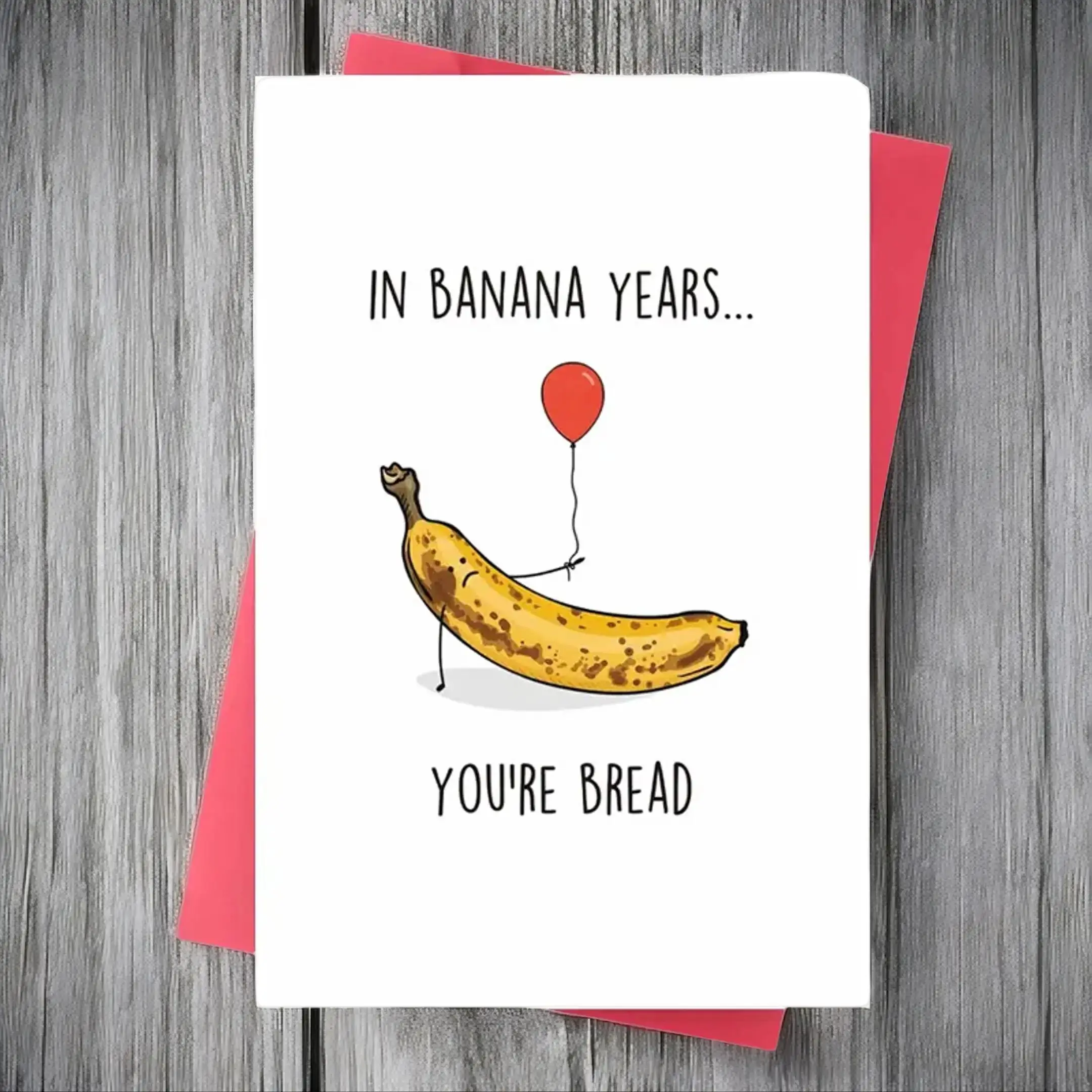 Funny Banana Bread Pattern Happy Birthday Card, 1 Count Cute Cartoon Letter Graphic Birthday Greeting Card with Envelope, Greeting Card for Birthday P