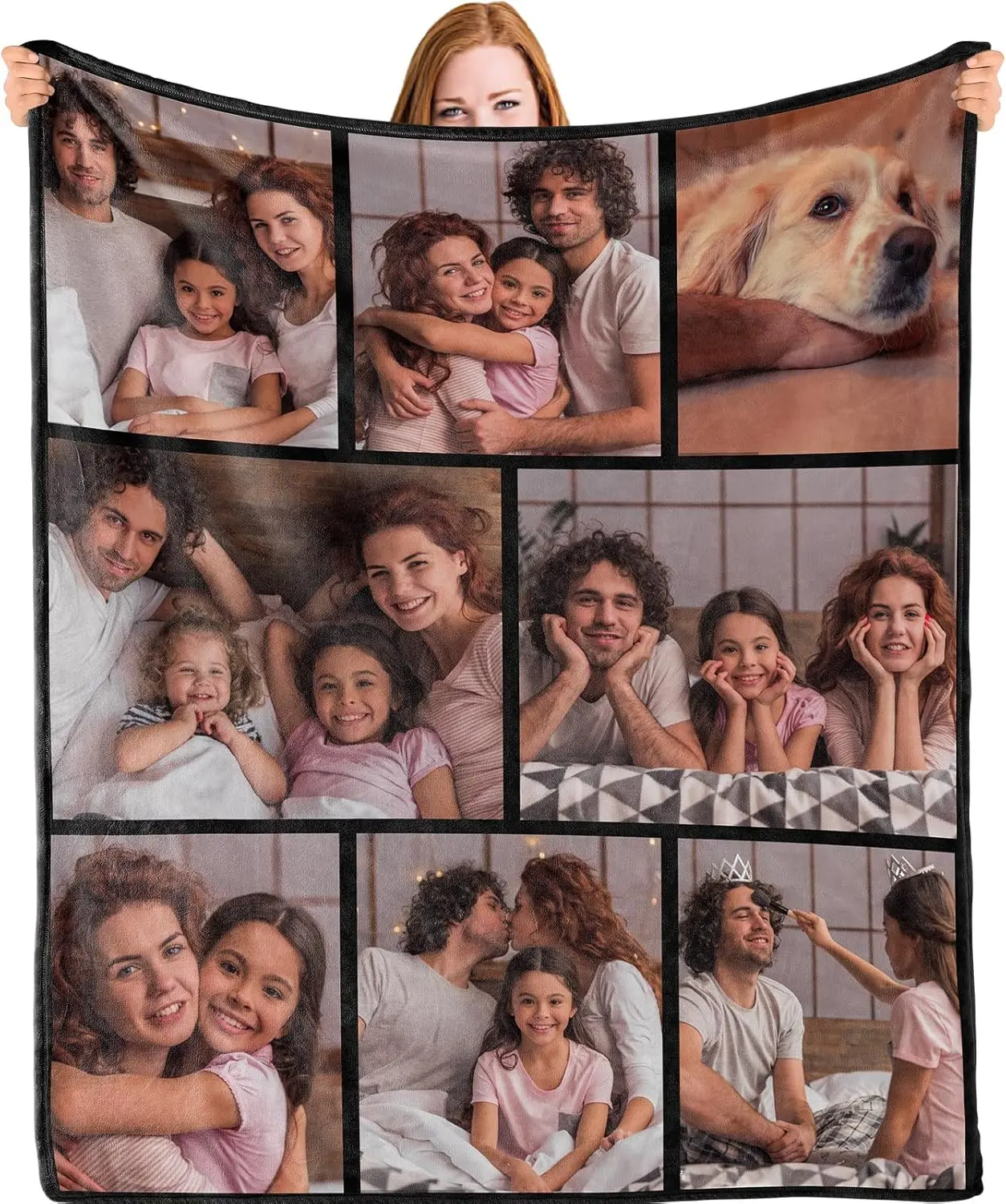 Personalised Blanket with Photo Text - Personalised Gifts for Women Men, Personalised Photo Blanket, Custom Blanket, Gifts for Family Kids Pet Friends, Gifts for Birthday Fathers/Mothers Day