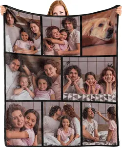 Personalised Blanket with Photo Text - Personalised Gifts for Women Men, Personalised Photo Blanket, Custom Blanket, Gifts for Family Kids Pet Friends, Gifts for Birthday Fathers/Mothers Day
