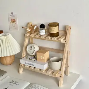 Wooden Desktop Storage Rack, 1 Count Double Layer Desk Organizer, Drink Organizer, Organizational Efficiency Desk Storage Shelf for Home Office, Summer Home Decor Shelf, Double Layer Design