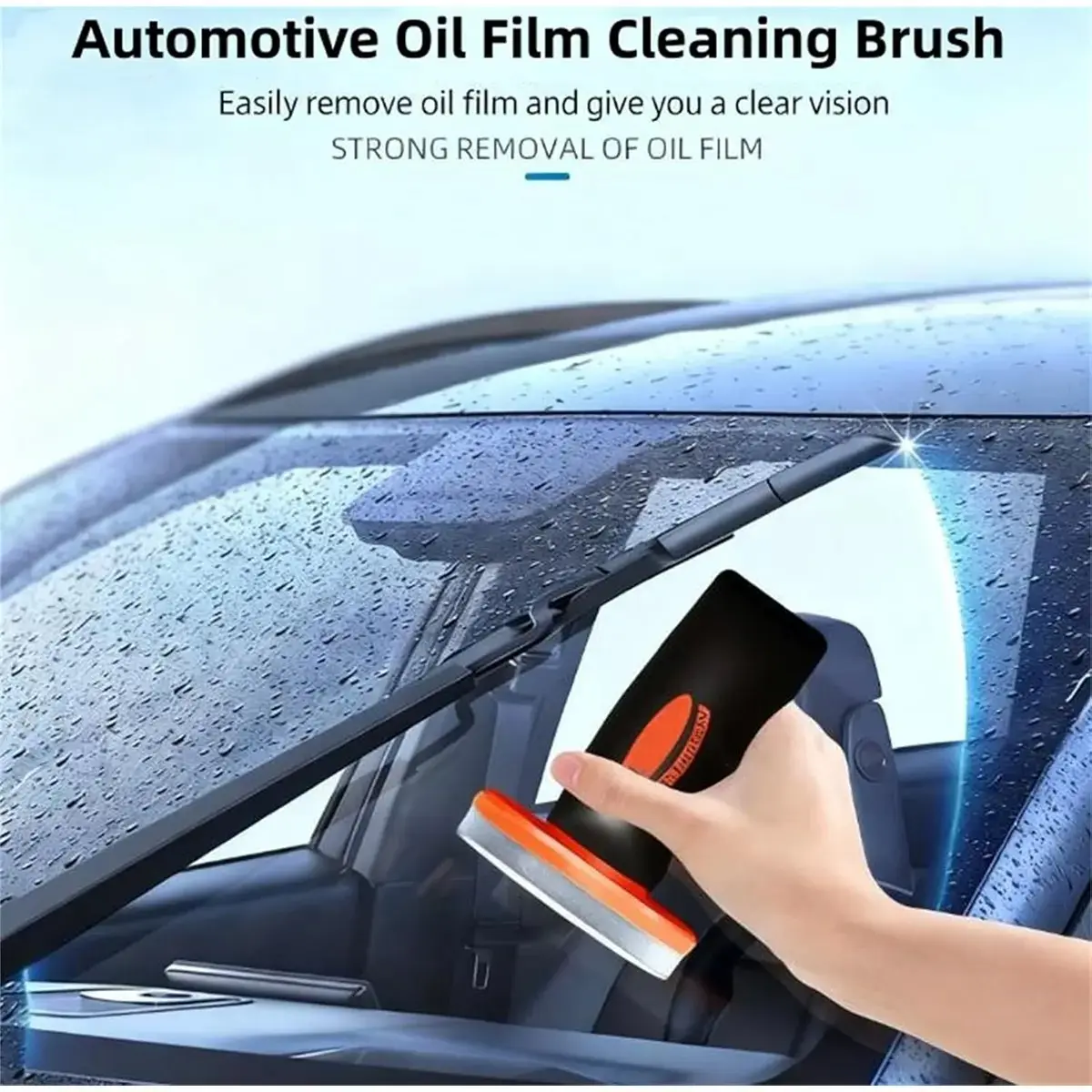 TurboGo 100g Windshield Oil Film Eraser Wand Pro Kit, Car Window Cleaner & Remover, Streak-Free Glass Polish, Rain Repellent Prep, Sponge-Included Auto Detailing Wash Supplies for Water Mark Removal
