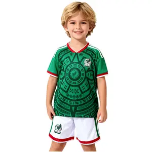 2026 Mexico National Team Home Short Sleeve Set Soccer Jersey Kid's Version Green