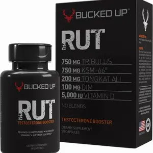 Bucked Up RUT Testosterone Booster – Boost T, Crush Cortisol & Build Strength | 90 Caps Supplement Dietary