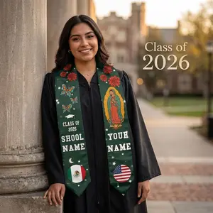 Custom Mexican Graduation Stole, Class of 2026 Personalized Sash, Hispanic Graduate Gift Graduation Stole