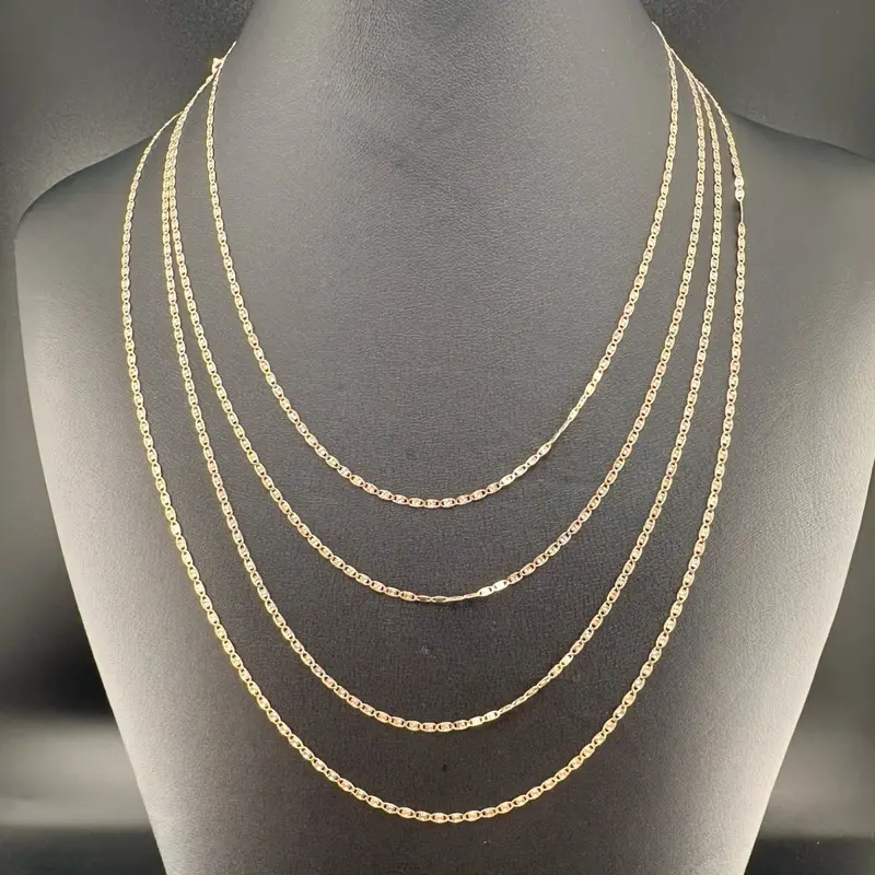 Unisex 14k Solid Gold Neck Chain, 1.72 mm Thickness, 16-22 in Length, Perfect Gift for Adults, Nameplate-Compatible, Gift-Ready