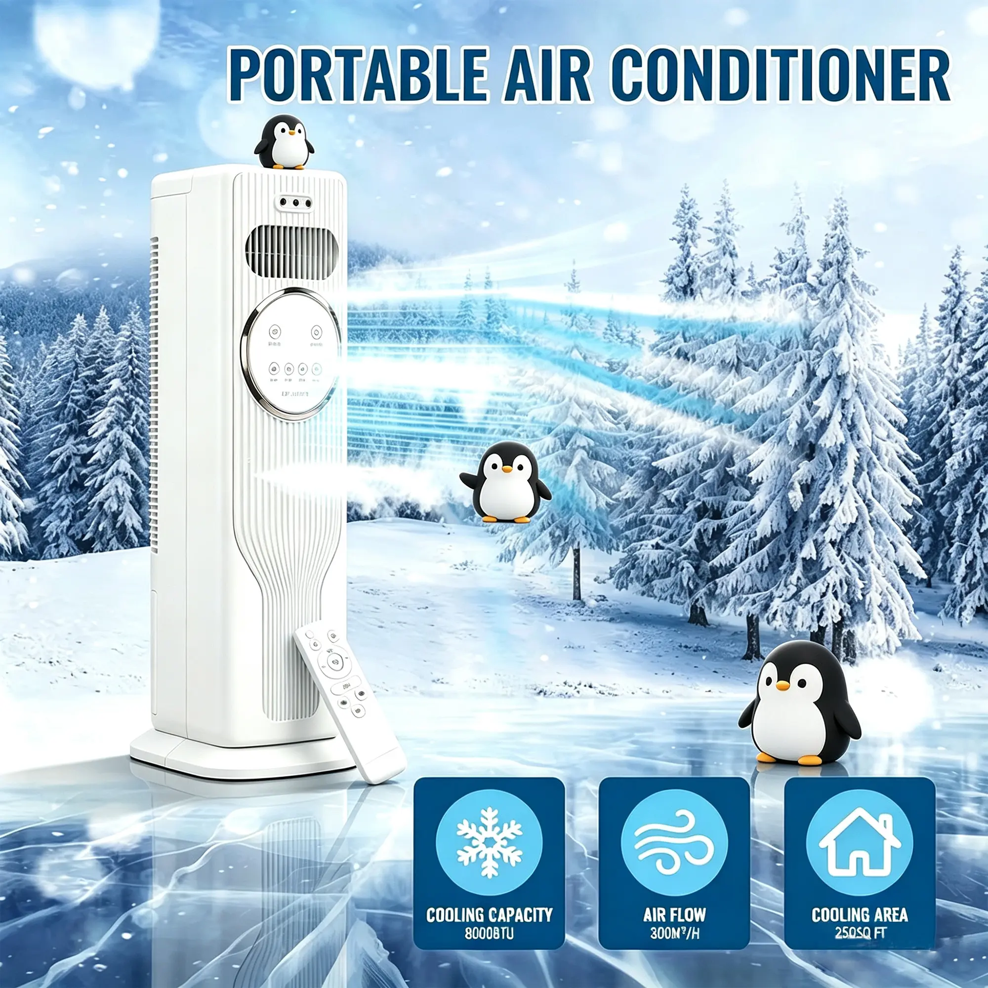 Portable Indoor Evaporative Air Cooler Tower Fan - New Adjustable Compact Floor Standing Model with Remote Control, Ultra Quiet for Bedroom Use, Easy Operation, Space-Saving, Versatile (Sports & Outdoor Camping Essential)
