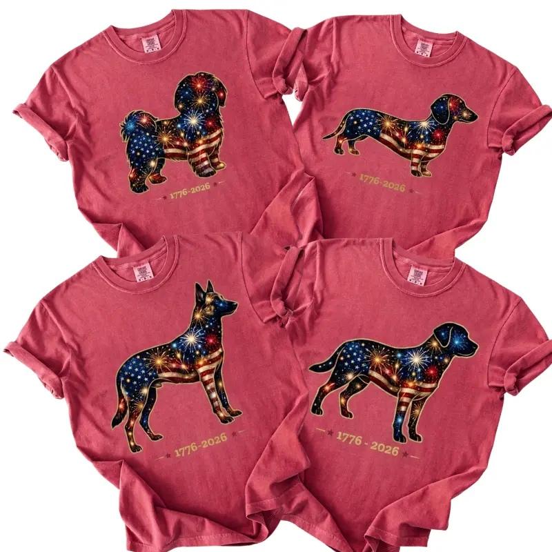 Comfort Colors 50+ Dog Breeds America’s 250th Shirt, Goldendoodle Wiener Dog Black Labrador Tee, USA Fireworks Patriotic Puppy Shirt, 4th of July Dog Lover Gift, Dog Love Gift