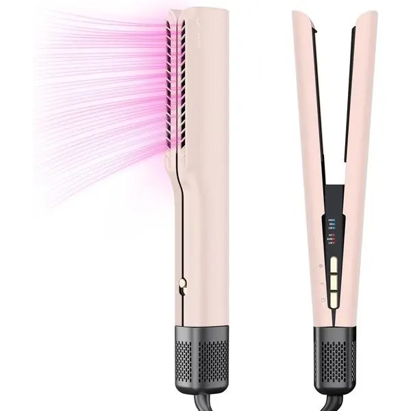 IG INGLAM Air Straight, Style from Wet Hair, 200M Ionic Hair Dryer Straightener for Medium Long Length(14”-30”), Straightener and Dryer 2 in 1, Fast Drying and Straightening in One Step, Pink