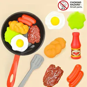Kids Play Kitchen Set, Baby Role-Playing Cooking Toy, Pretend Cooking Set, Toddler Cooking Playset, Non-Toxic DIY Cookware with Frying Pan, Vegetables, 8 Piece Set, Play Kitchen Accessories
