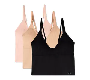 Memoi Women's Set of 3 Seamless Long Line Double Strap Bra Memoi Women's Set of 3 Seamless Long Line Double Strap Bra