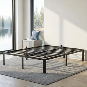 Bed Frame，Heavy Duty Metal Platform Bed Frames with Storage Space Under Frame, 14 Inches, Sturdy Steel Slat Support, No Box Spring Needed Furniture Slatted Bed Base