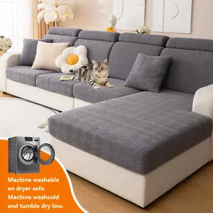 1pc Sofa Cover Plush Elastic Sofa Slipcover, All-Season Modern Simple Design, Living Room Decorative Seat Cushion Backrest Cover, Anti-Slip Washable Pet Friendly Warm, Soft Sofa Protector, Elastic Furniture Protector