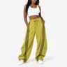 Flooo Loose Wide Leg Striped Track Pants Women's Casual Streetwear Joggers with Elastic Waistband & Side Pockets for Workout Clothes