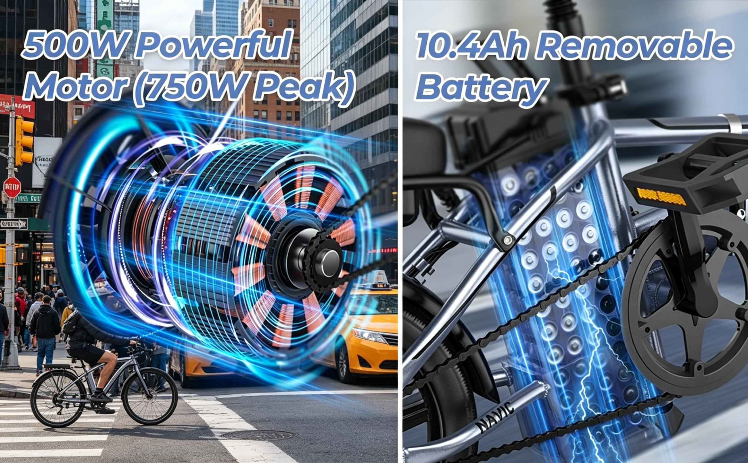US 14" Foldable Electric Bike for Adults | 750W Peak Motor, 22 MPH Speed | 48V 10.4Ah/15.6Ah Battery, Electric Scooter| with Dual-Seat and Multi-Shock Absorption & Smart APP | With Phone Holder | UL2849 Certified Motor | Nice for Gift & Daily Commutes