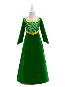 Green princess dress stage costume performance costume Cartoon Cosplay Costume Fancy Carnival Party Holiday Kids Clothes Princess Girls Ball Gown Children Cocktail Dress for all Season 4 to 9 Years
