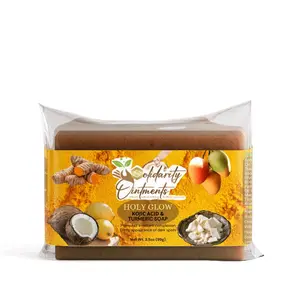 Holy Glow Kojic Acid & Turmeric Soap for Radiant Skin with Lemon & Coconut Oil hydrating Exfoliating