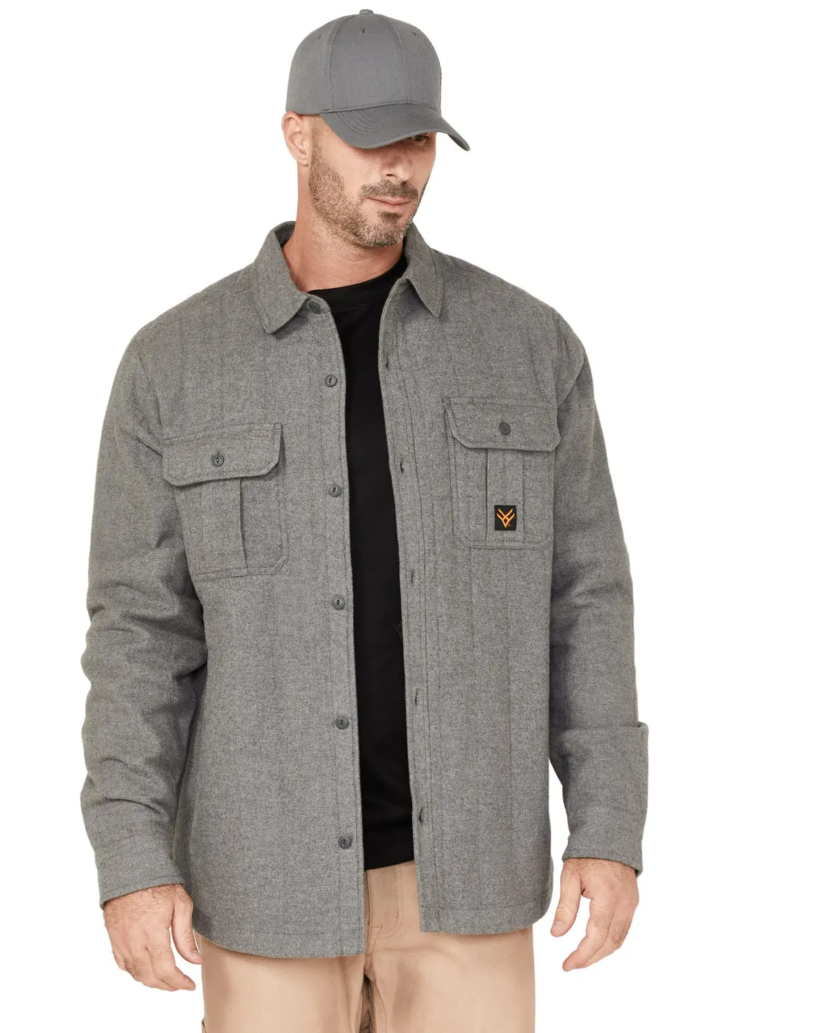 Hawx Men's Men'S Channel Quilted Flannel Button-Down Shirt Jacket Big And - Hxfa22w67-Gry-Tll