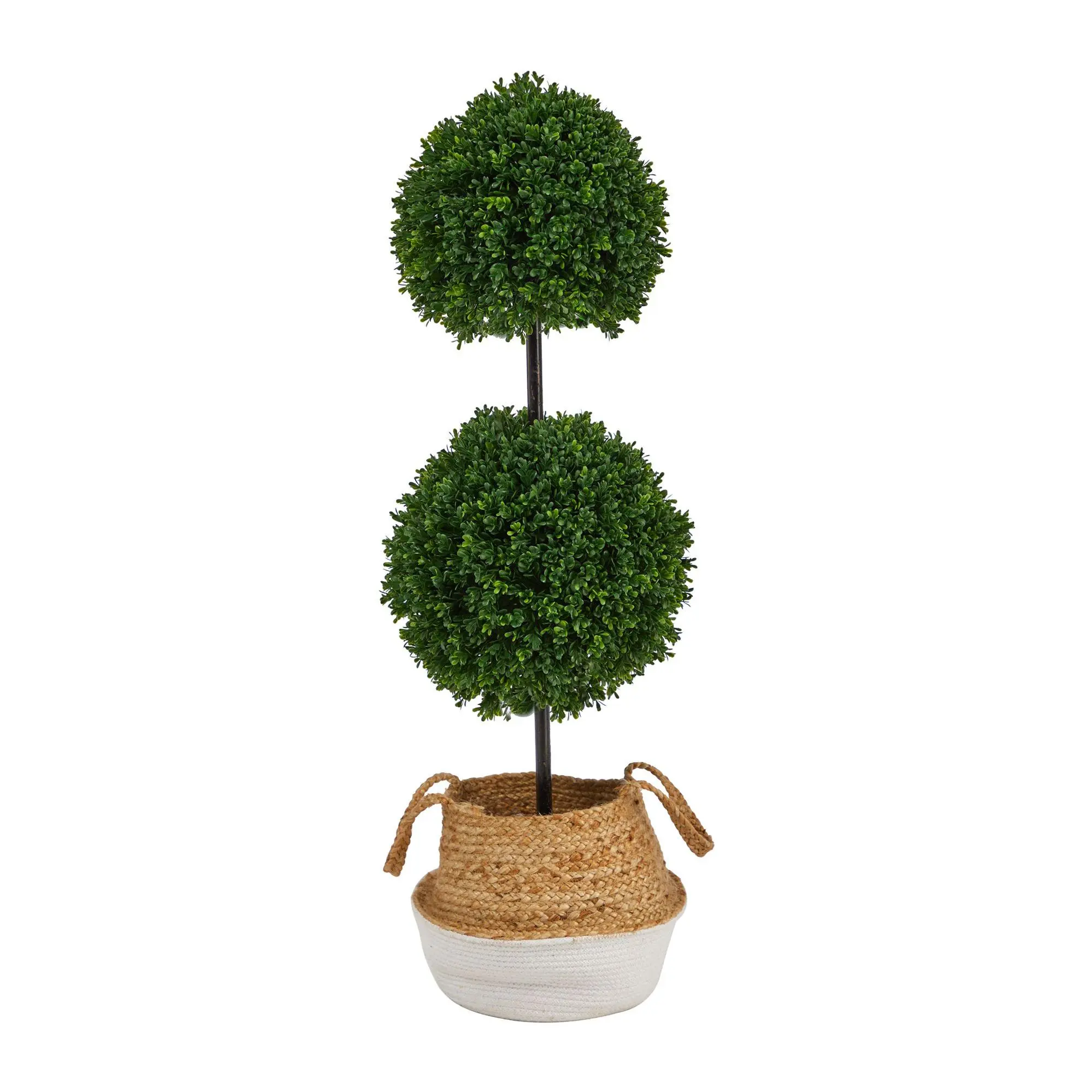 3.5' Boxwood Double Ball Topiary Planter by Nearly Natural