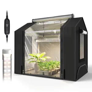 Bstrip Mini Grow Tent with Grow Light, 20.5" Indoor Greenhouse with 18W Full Spectrum LED & Timer for Seed Starting