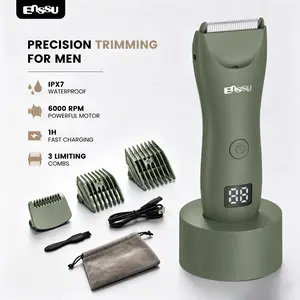 Enssu Men’s 2-in-1 Waterproof Body Trimmer & Shaver with LED Display, Ceramic Blade, Adjustable Guards for Beard, Head, Chest, Underarm & Full Body Grooming, IPX7 Washable Cordless Rechargeable Groomer Kit
