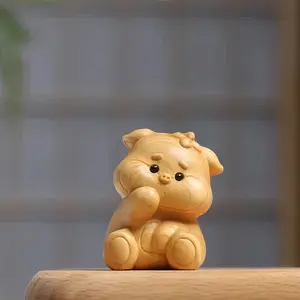 1pc Handcrafted Solid Wood Strawberry Pig Decorative Piece - Wood Carving Home Decoration Item - Auspicious and Happy Decorative Art - Gift for Souvenir - Home Office Desk Decoration Item