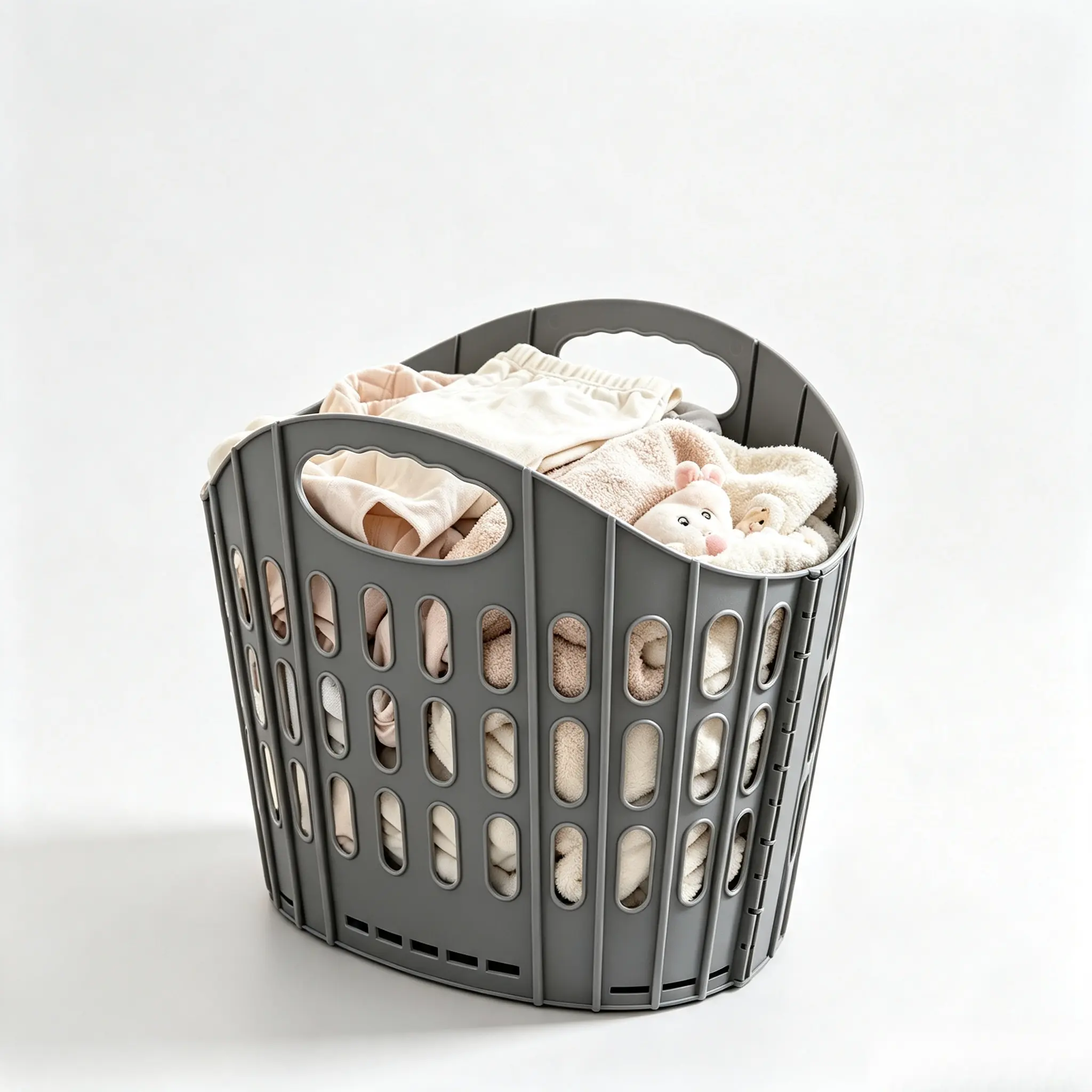Ventilated Foldable Dirty Clothes Basket With Dual Handles, Collapsible Laundry Bin For Bathroom Washing Machine Side Storage