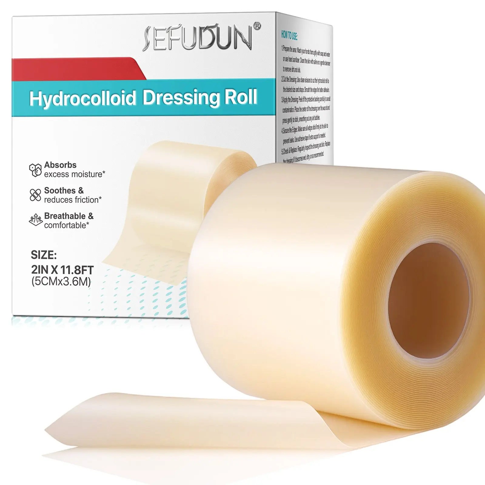 Sefudun Hydrogel Bandage 5cmx3.6m Heel Support Tape, Breathable Sports Tape, Anti-Bacterial Moisture-Wicking Design, Comfortable Skin Protection