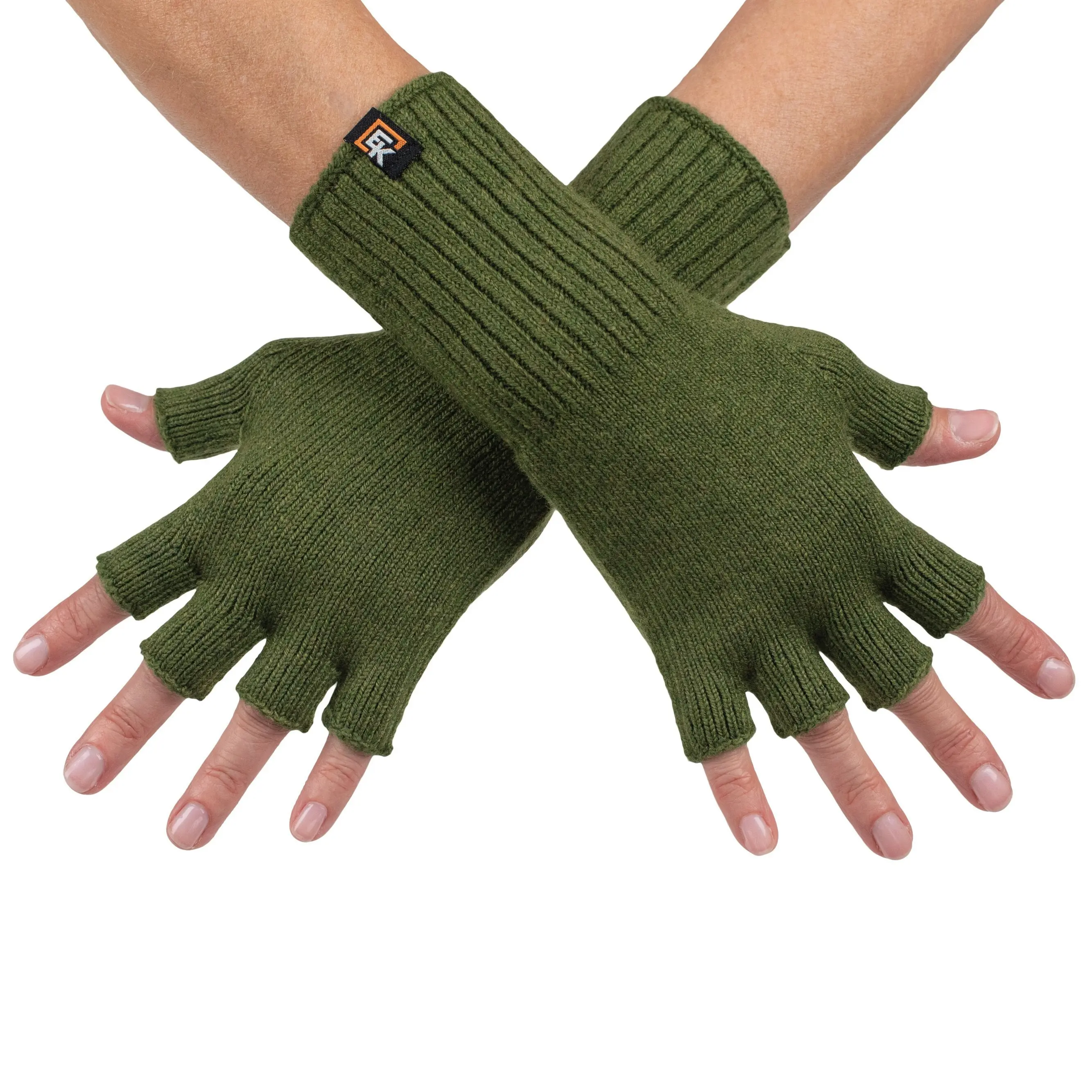 Wool Fingerless Gloves - Super Soft Merino Wool - Made in the USA - Small - Green
