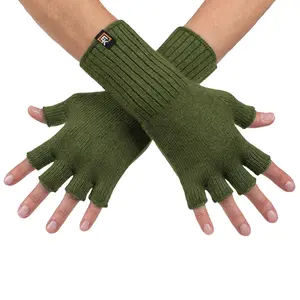 Wool Fingerless Gloves - Super Soft Merino Wool - Made in the USA - Small - Green