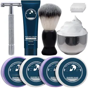 4-Pack Shaving Soap Mens Shaving Kit – Complete Set with Shaving Bowl, Shaving Brush & Shaving Cream| Unique Gift – Great Christmas Stocking Stuffers for Boyfriend, Dad, Husband & Adults
