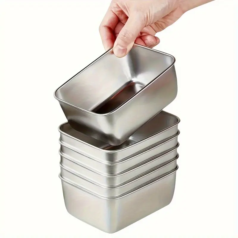 1/6pcs Storage Containers, Fresh-keeping Box with Lid, Leak Proof and Stackable Food Sealed Box, Food Sealing Containers, Stainless Steel Container, for Camping, Picnic, School and Office, Kitchen Organizers and Storage, Kitchen Accessories