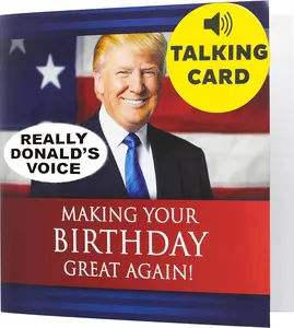 Talking Birthday Card with Trump's REAL Voice - Political Birthday Cards for Men, Donald Trump Gifts for Men, Funny Birthday Card for Women (Red)