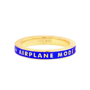 Airplane Mode Ring, Blue Enamel, Gold